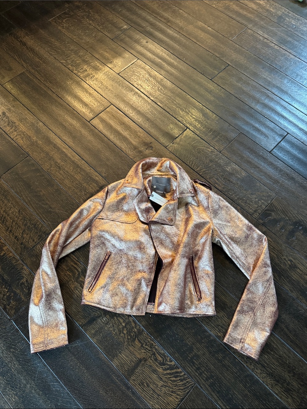 NWT By Anthropologie metallic gold Moto jacketl XS